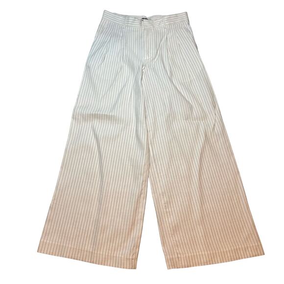 Madewell Harlow Wide-Leg Pinstripe Linen Trousers Ivory Size 4 NWT - Picture 4 of 9